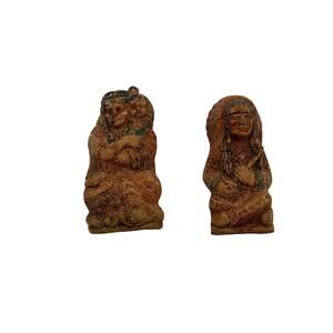 Vintage Native American Salt & Pepper Shakers Wood 1940's Souvenir Collectible